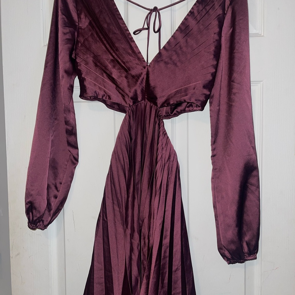 Abercrombie & Fitch Red Ruffled Long Sleeve Cocktail Dress
